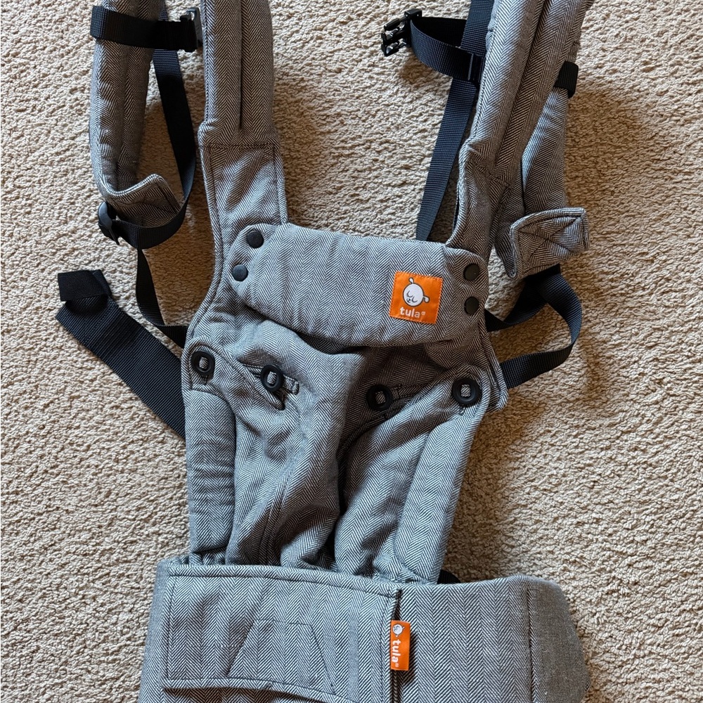 Tula Explore Linen Ash Herringbone Baby to Toddler Carrier